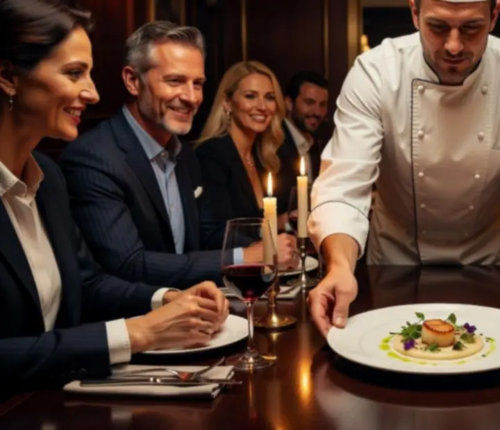 Chef által vezetett kóstolóvacsora elegáns, hangulatos bistro térben megterített asztallal