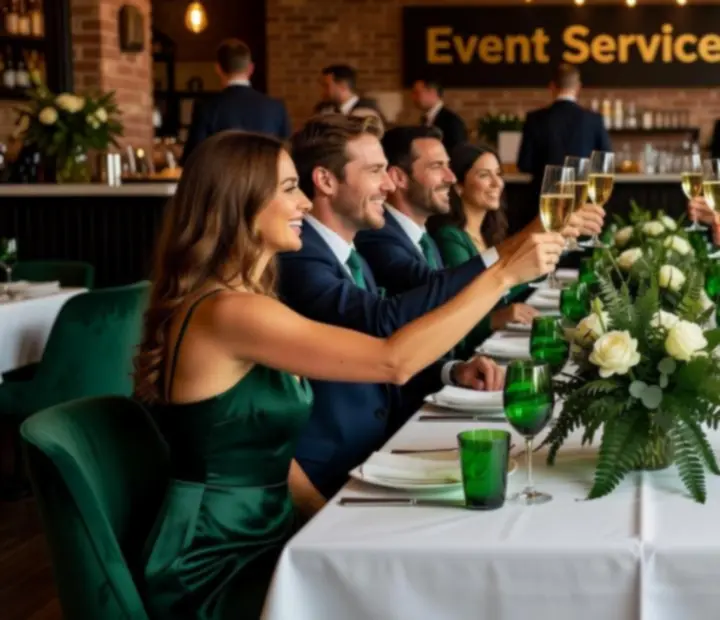Elegáns, gyertyafényes asztalteríték pezsgőspoharakkal egy hangulatos bistro teremben